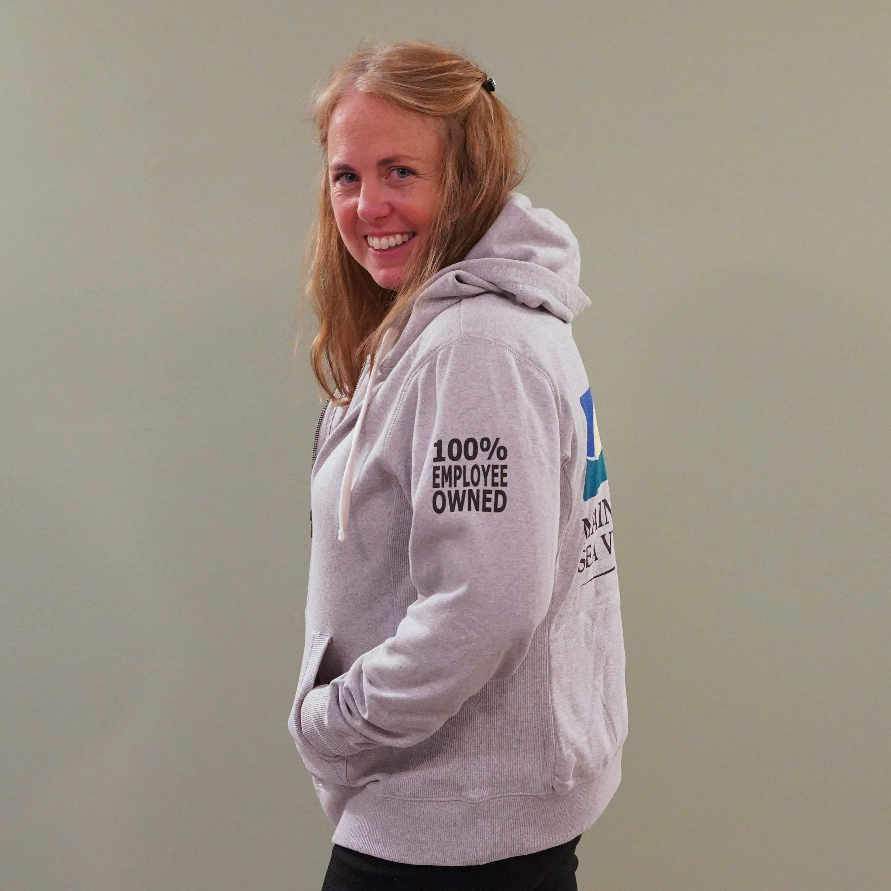 Recycled Full-Zip Hoodie with Maine Coast Sea Vegetable's Logo (Ladies)