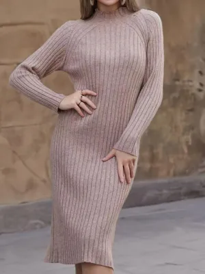 Ribbed Mock Neck Sweater Dress