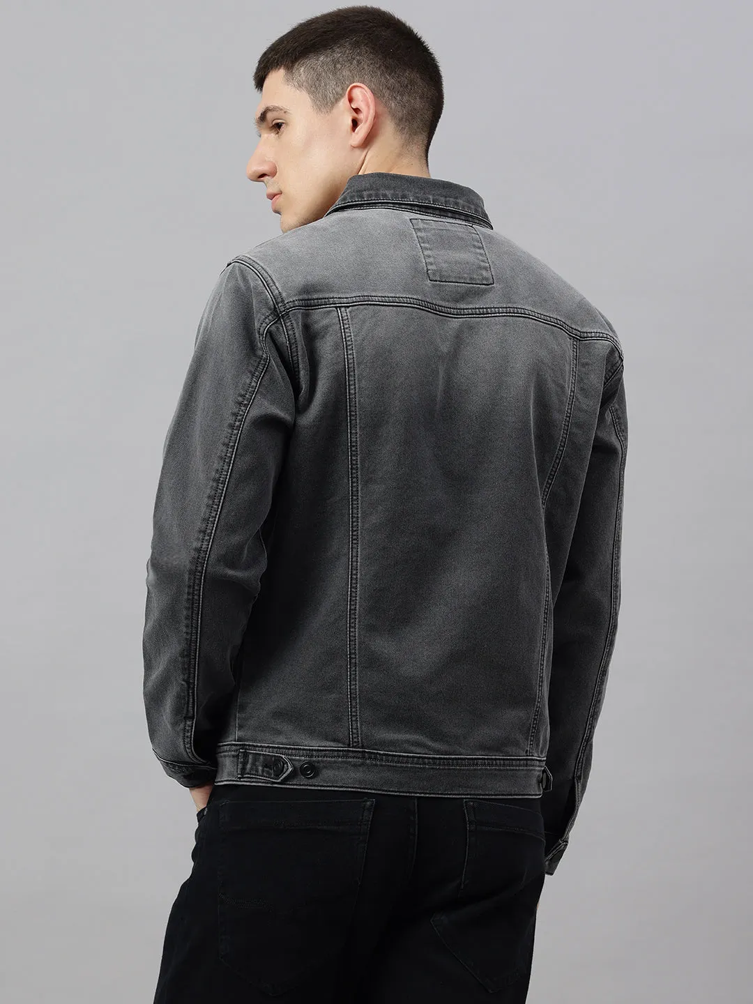 Richlook Men Grey Denim Jacket