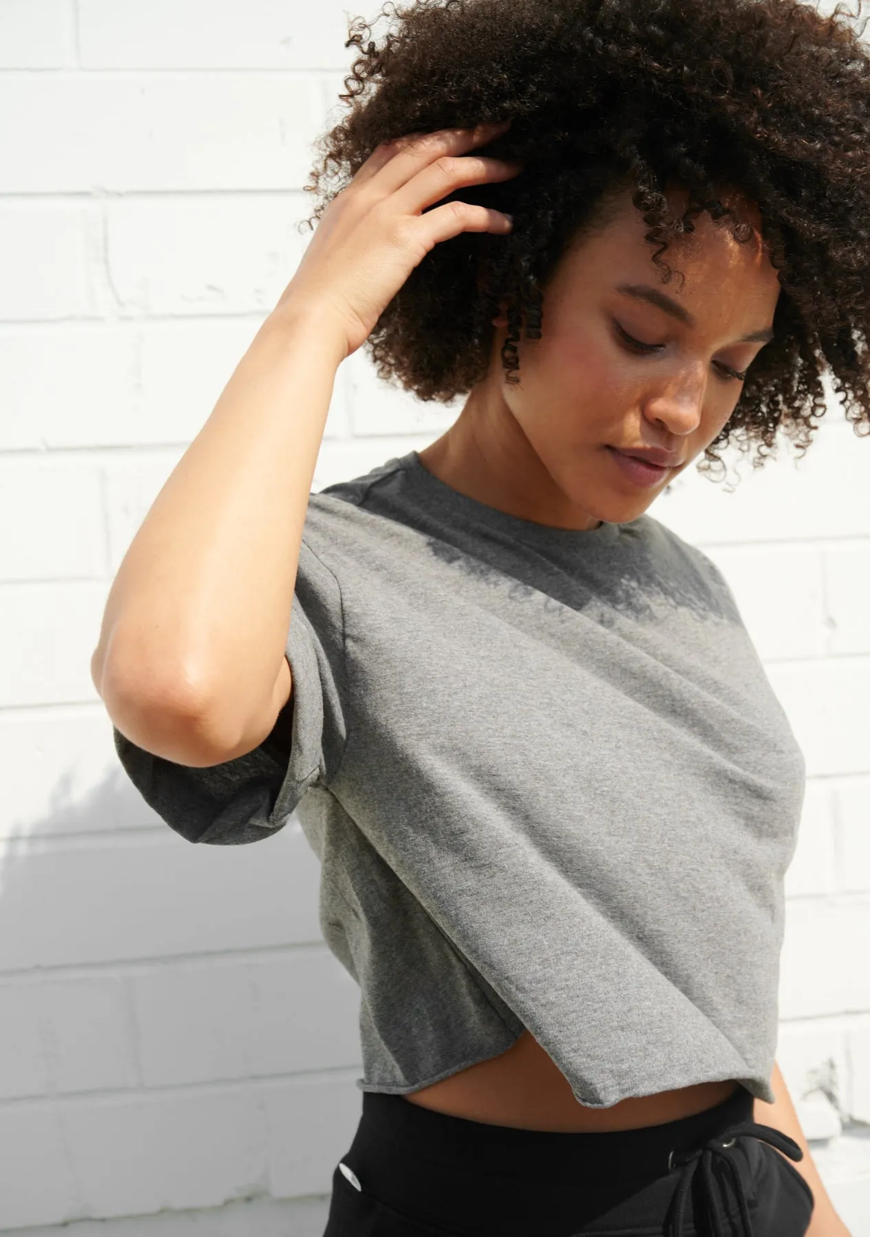 Rolled Sleeve Cropped T-Shirt