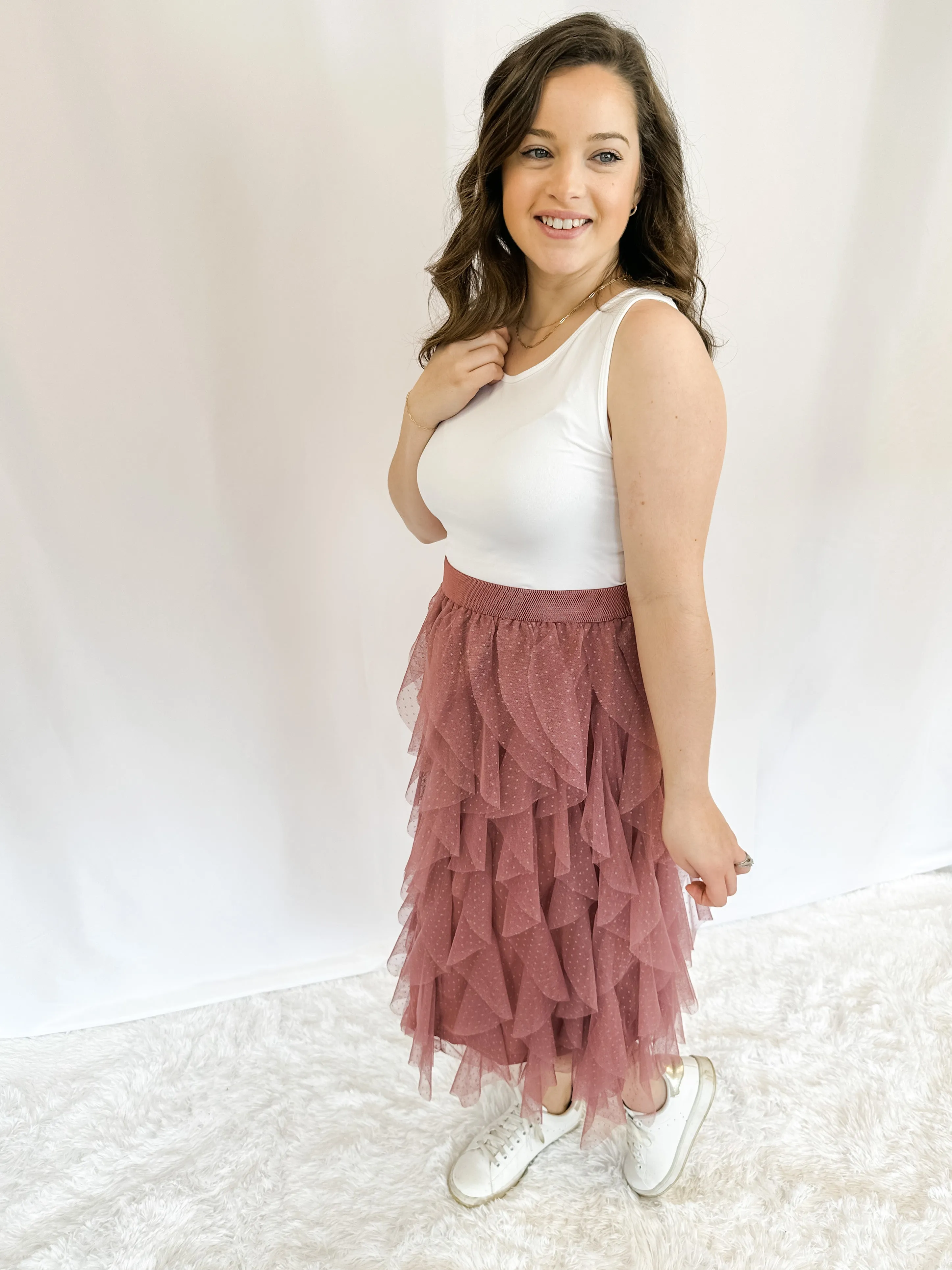 Ruffle Me Up Midi Skirt