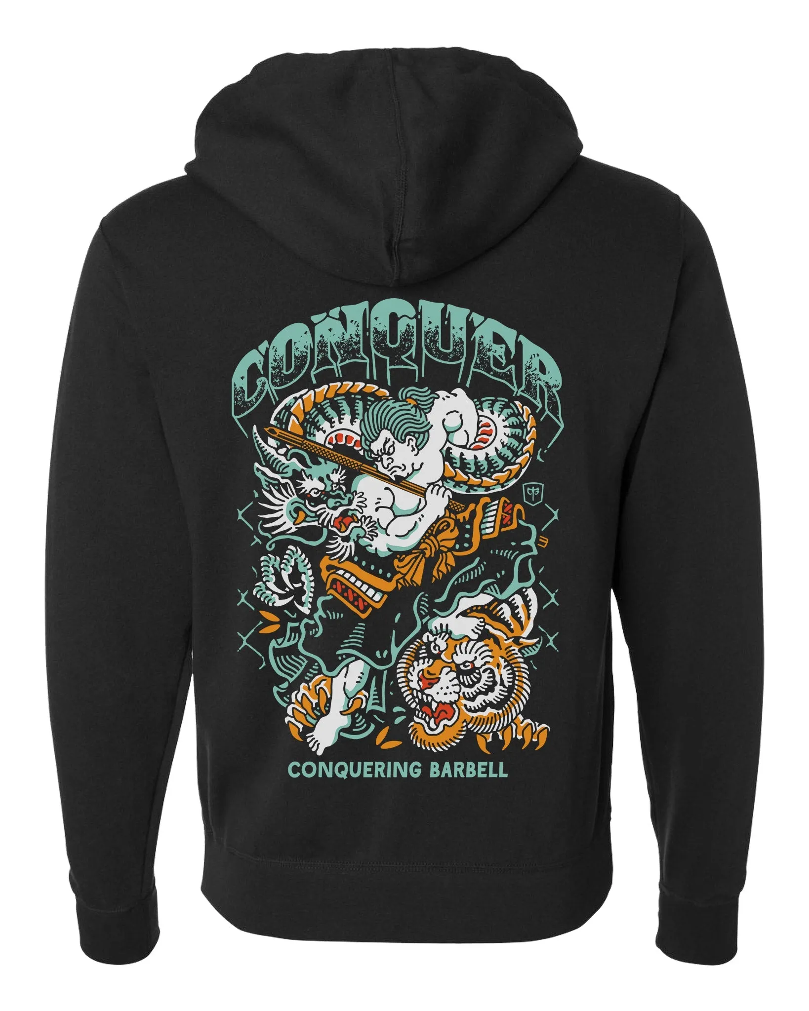 Samurai vs Dragon vs Tiger - on Black Pullover Hoodie