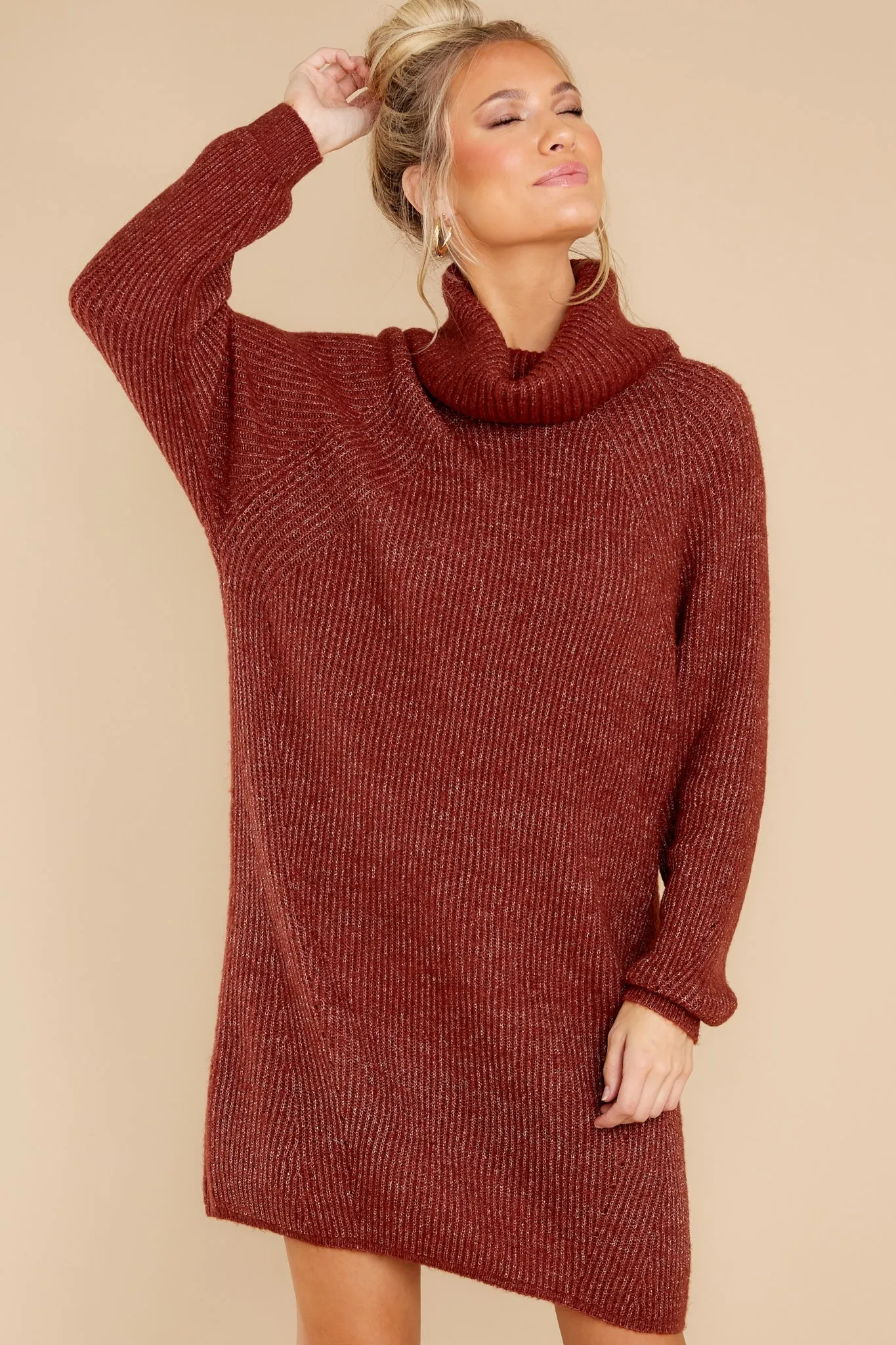 Shift In The Wind Copper Sweater Dress