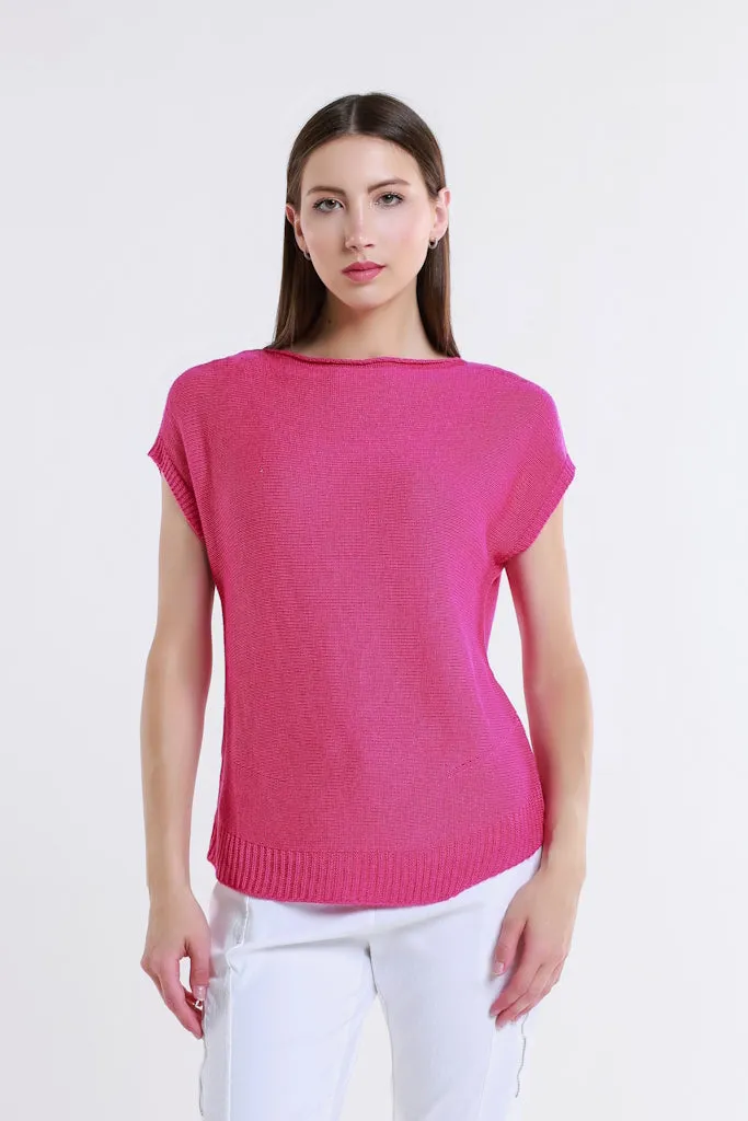 Shirley SS High Neck Linen Blend Sweater (BSS223)