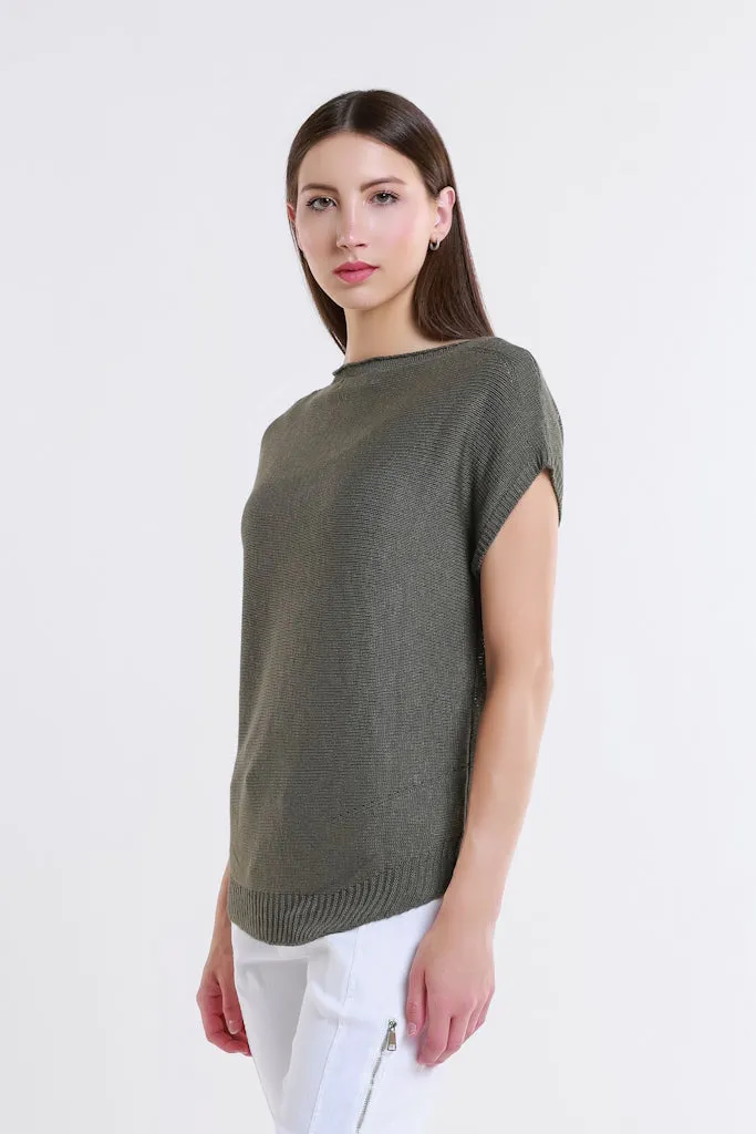 Shirley SS High Neck Linen Blend Sweater (BSS223)