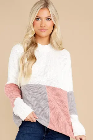 Simple Days Rose Grey Multi Colorblock Sweater