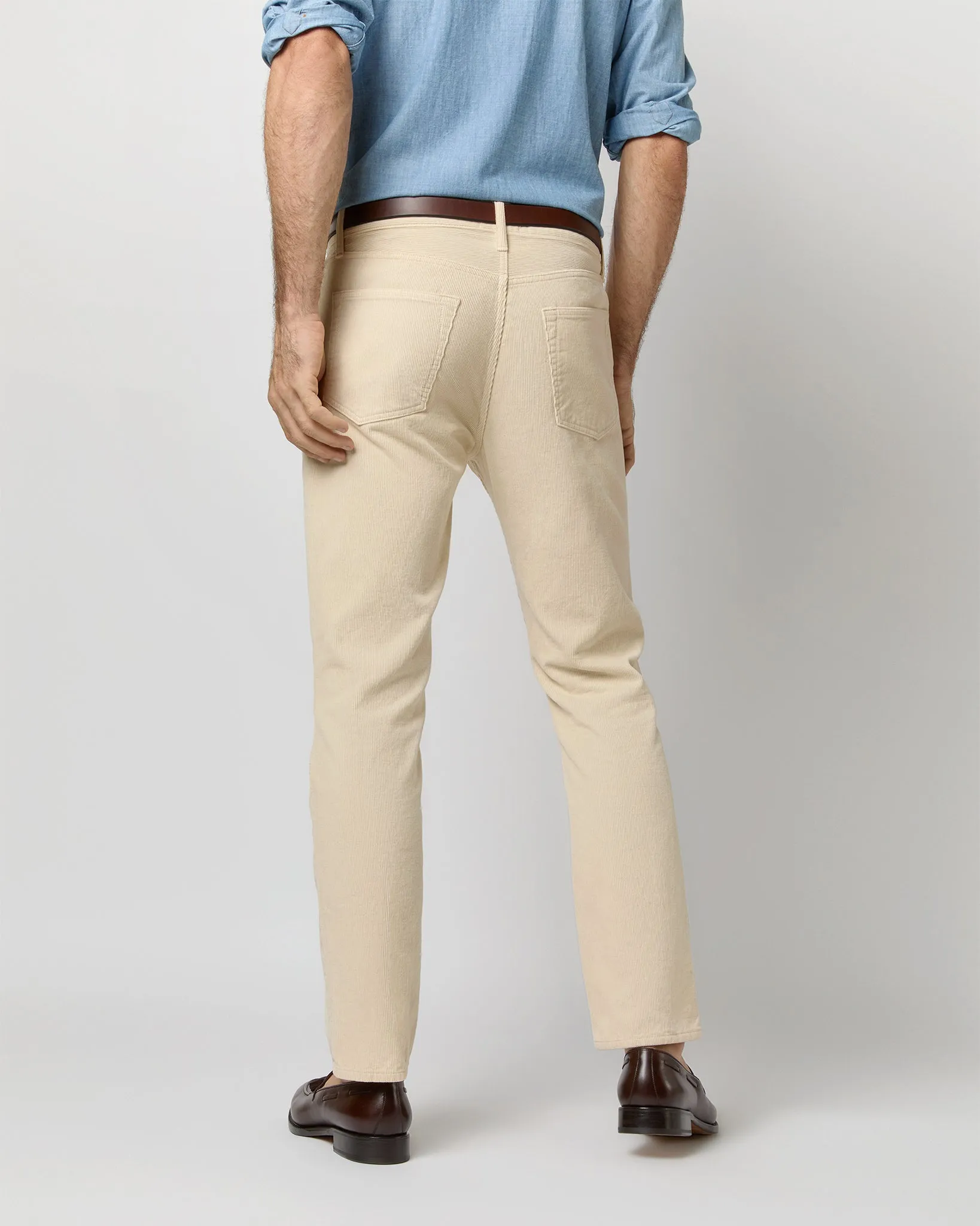 Slim Straight 5-Pocket Pant in Bone Garment-Dyed Corduroy