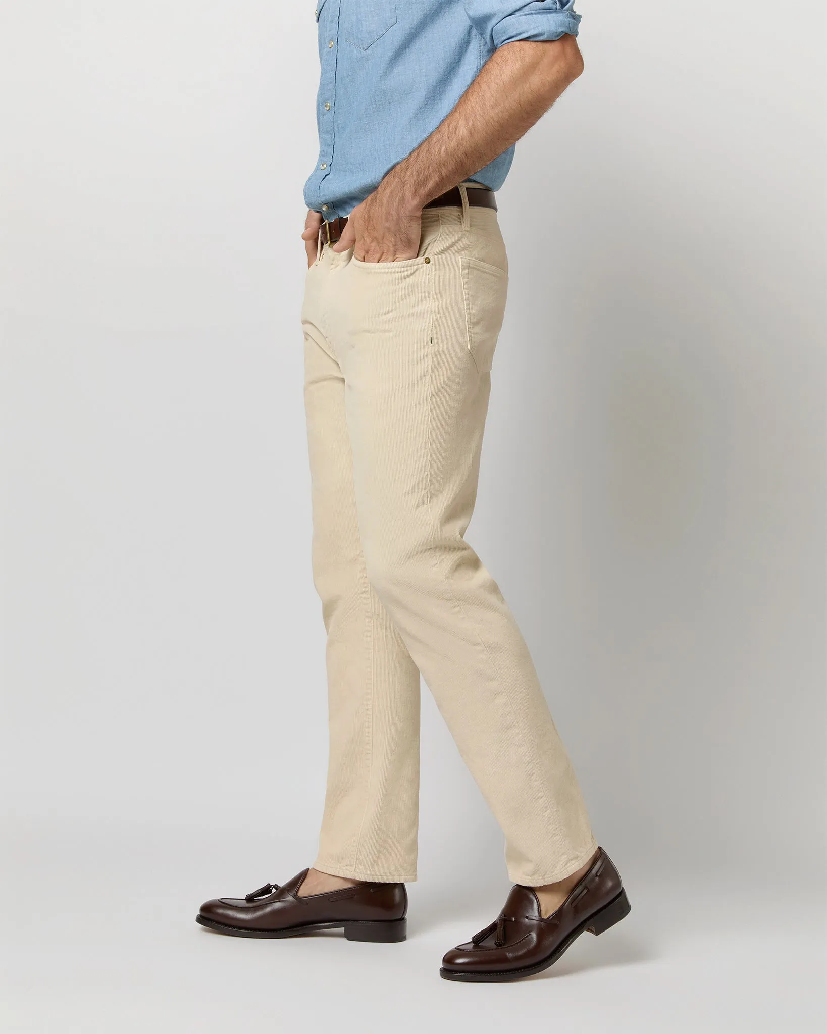 Slim Straight 5-Pocket Pant in Bone Garment-Dyed Corduroy