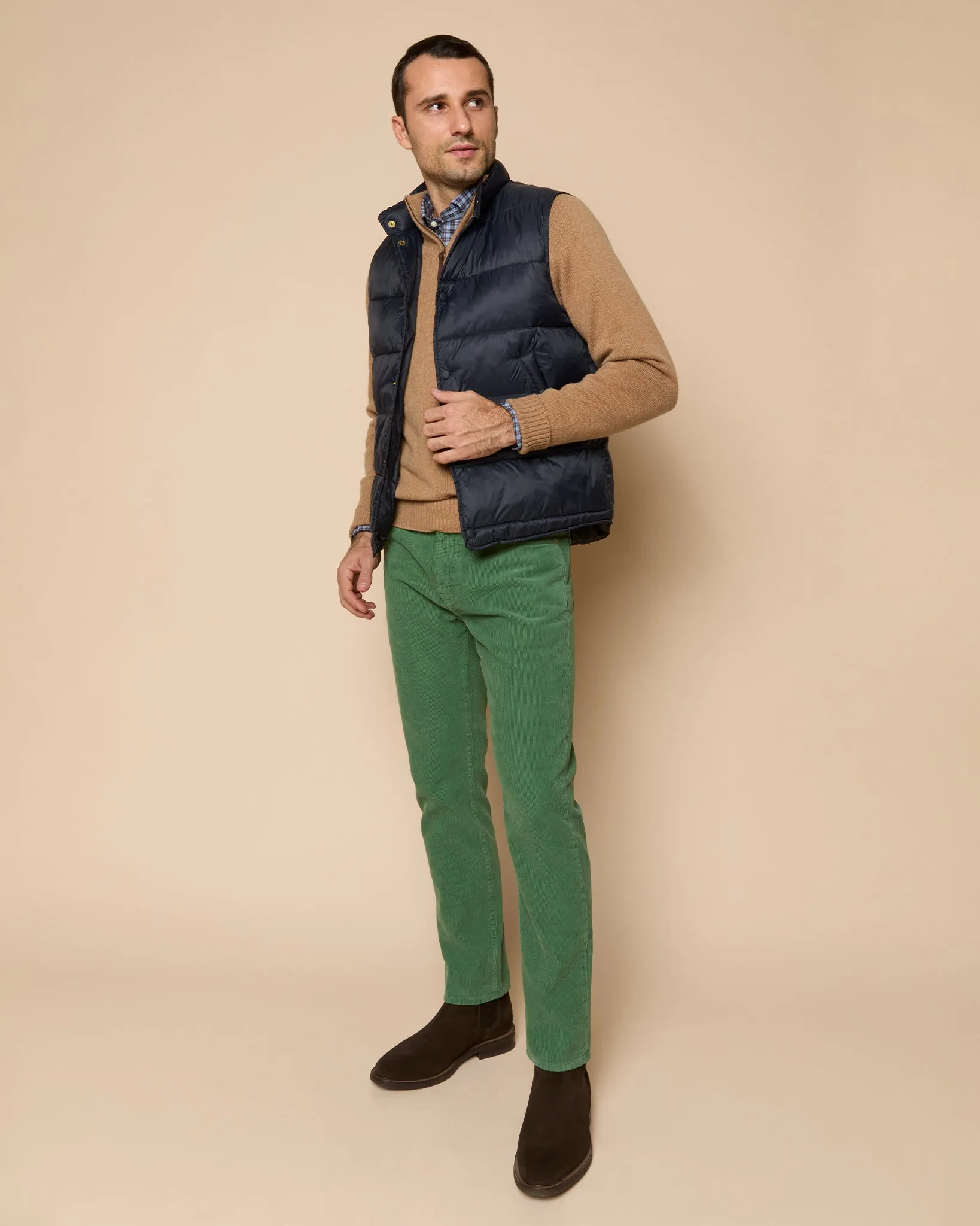 Slim Straight 5-Pocket Pant in Fern Garment-Dyed Corduroy