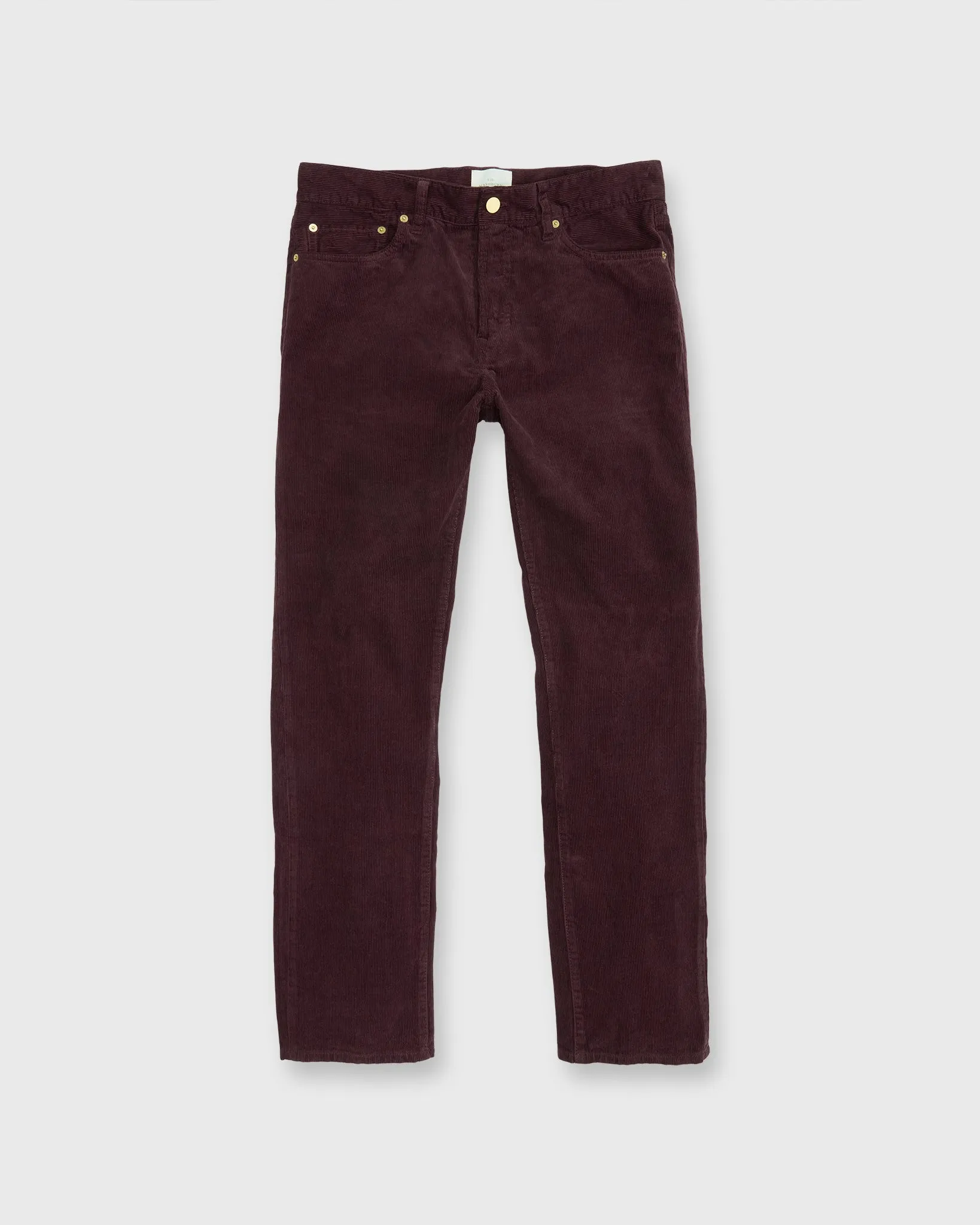 Slim Straight 5-Pocket Pant in Merlot Garment-Dyed Corduroy