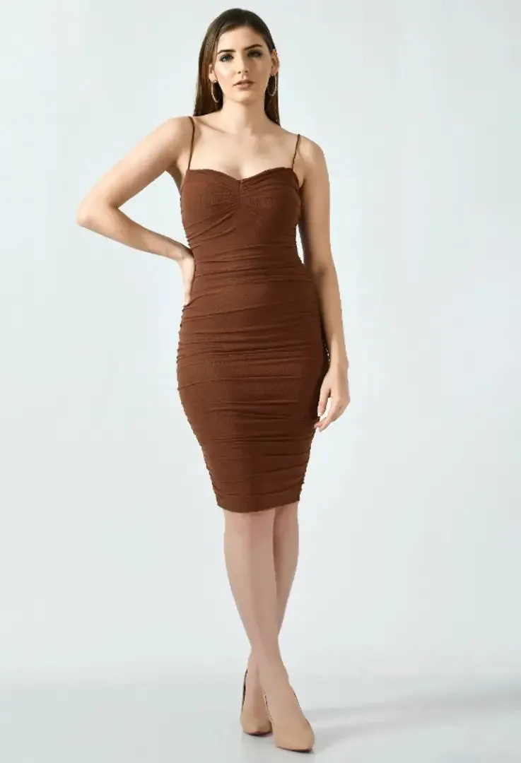 Solid Mid Length Bodycon Dress