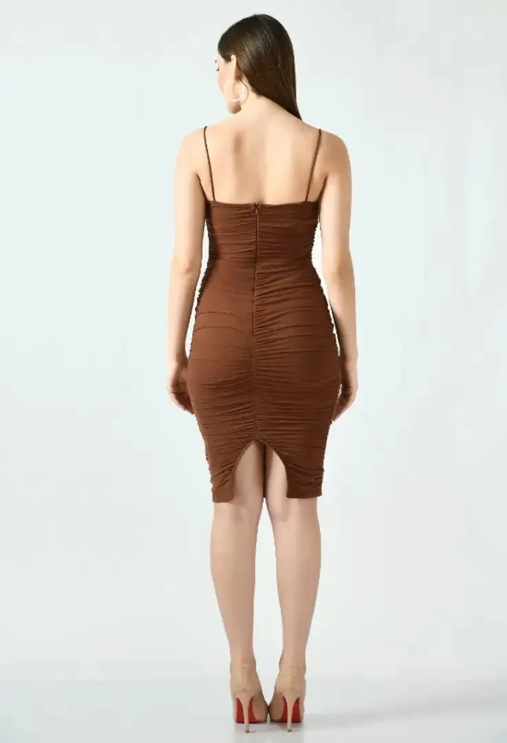 Solid Mid Length Bodycon Dress