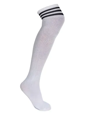 Solid Plain Soccer Socks - CDP - 501 - White / Black