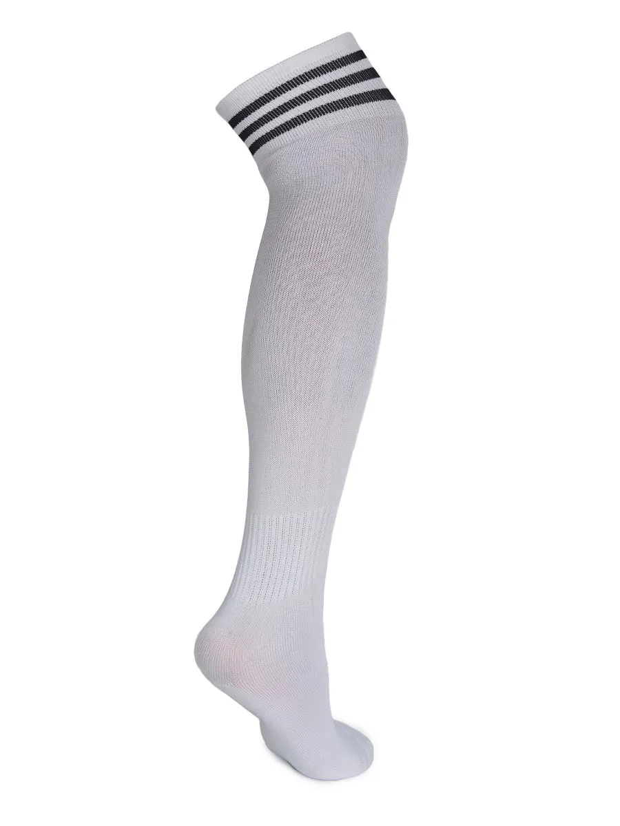 Solid Plain Soccer Socks - CDP - 501 - White / Black