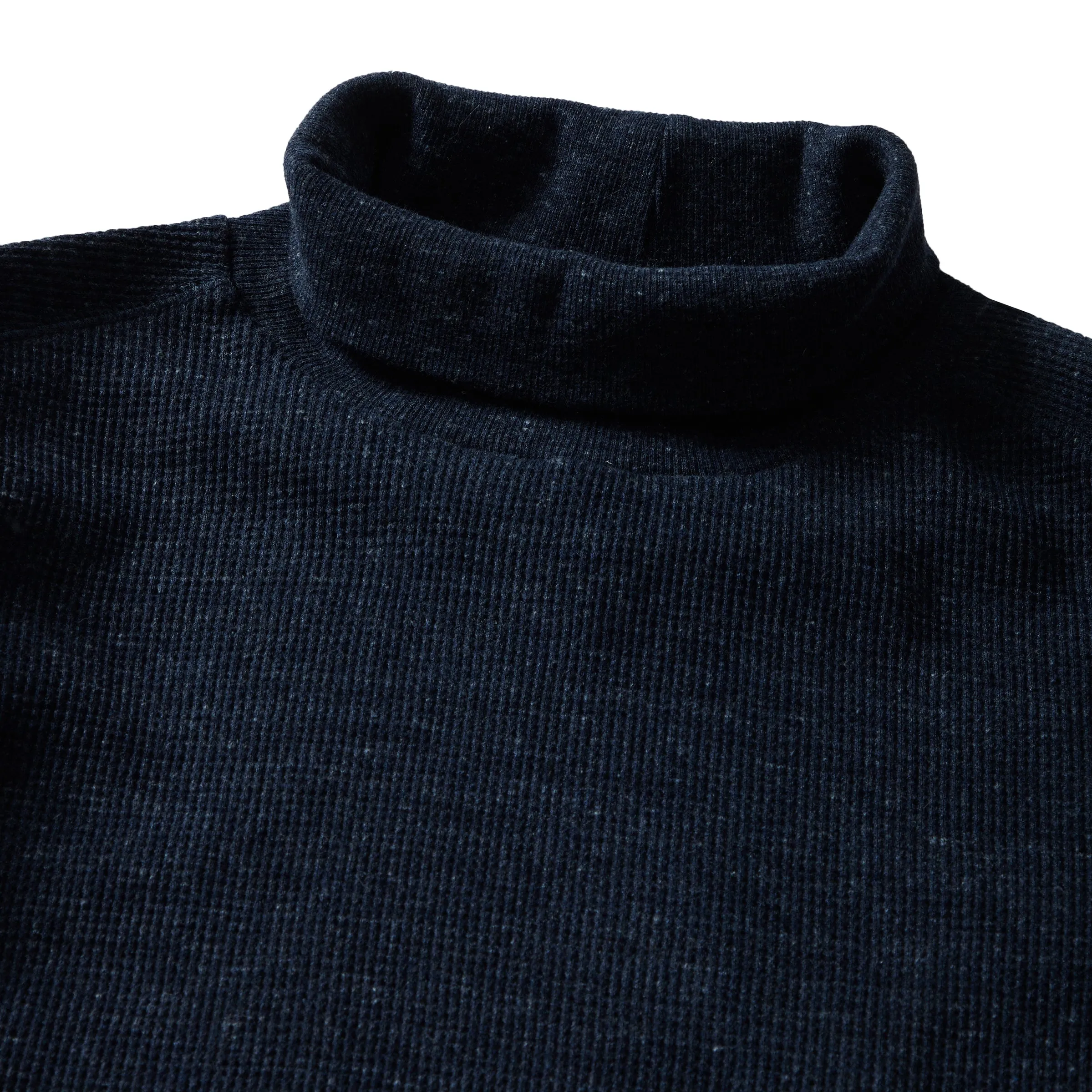 Spencer Waffle Turtleneck - Navy Heather