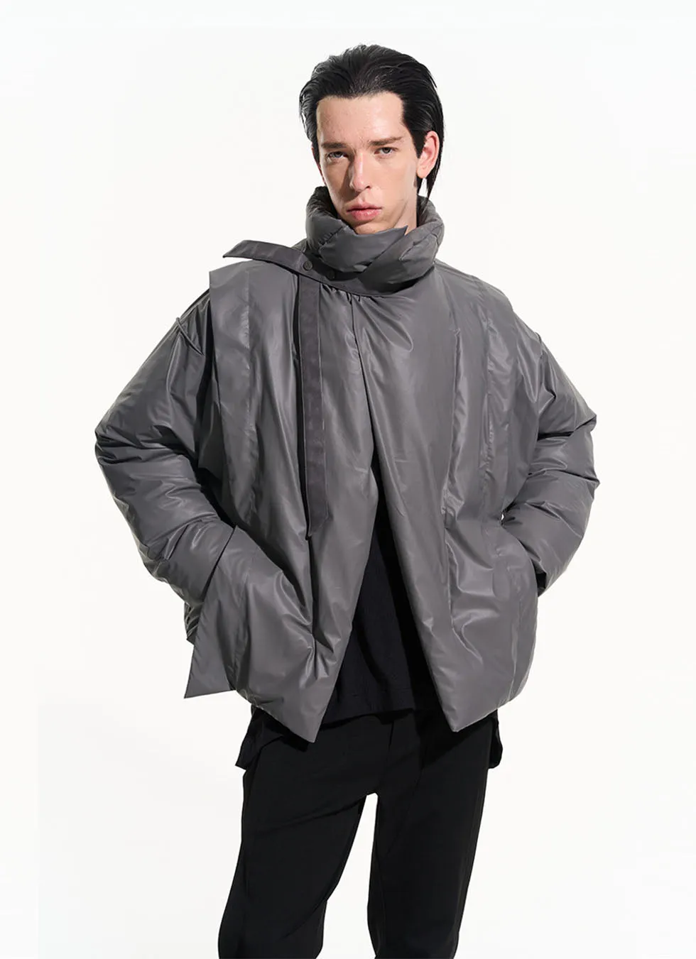 Stand Collar Shiny Avant-Garde Down Jacket