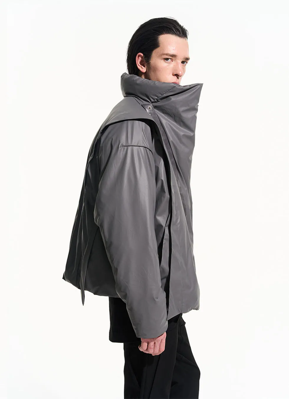 Stand Collar Shiny Avant-Garde Down Jacket