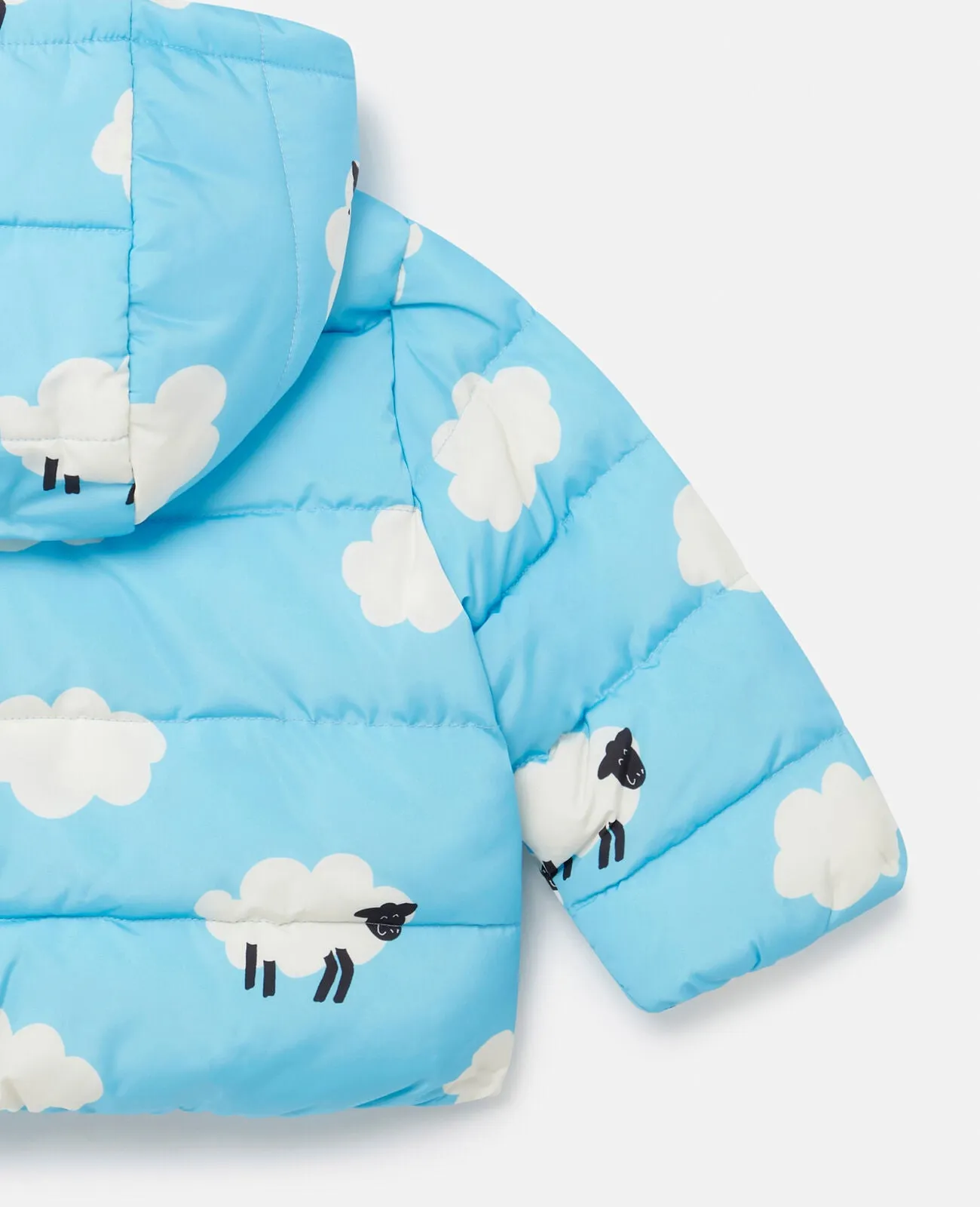 Stella McCartney Baby Blue Hooded Sheep Puffer Jacket