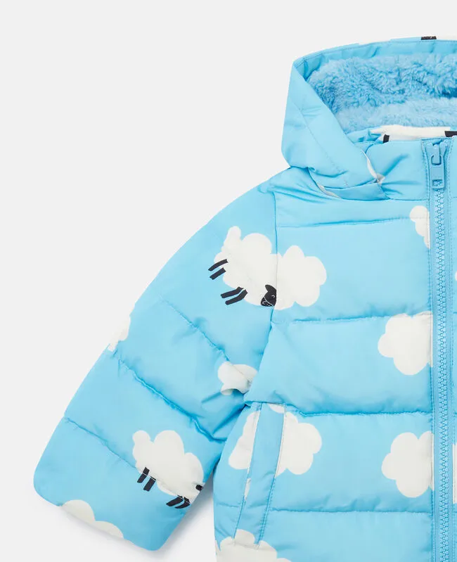 Stella McCartney Baby Blue Hooded Sheep Puffer Jacket