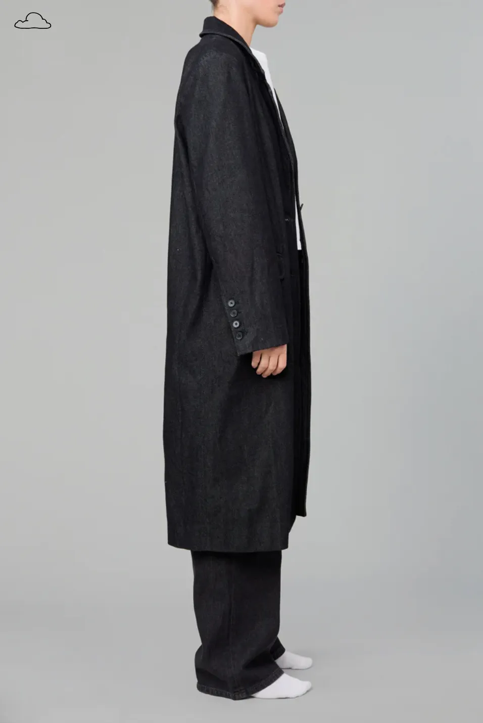 STILL HERE Dimes Denim Coat | Washed Black