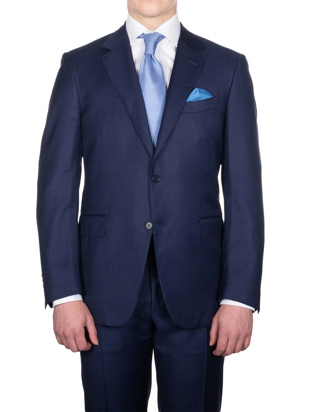 Subtle Houndstooth Suit Blue