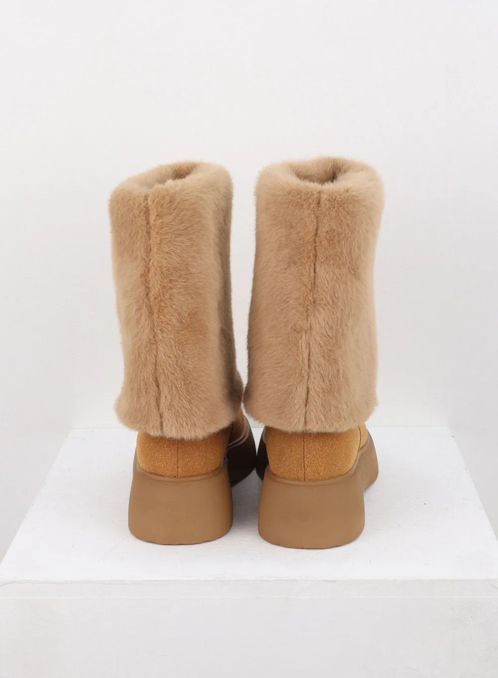 Suede Faux Fur Midi Boots CN315