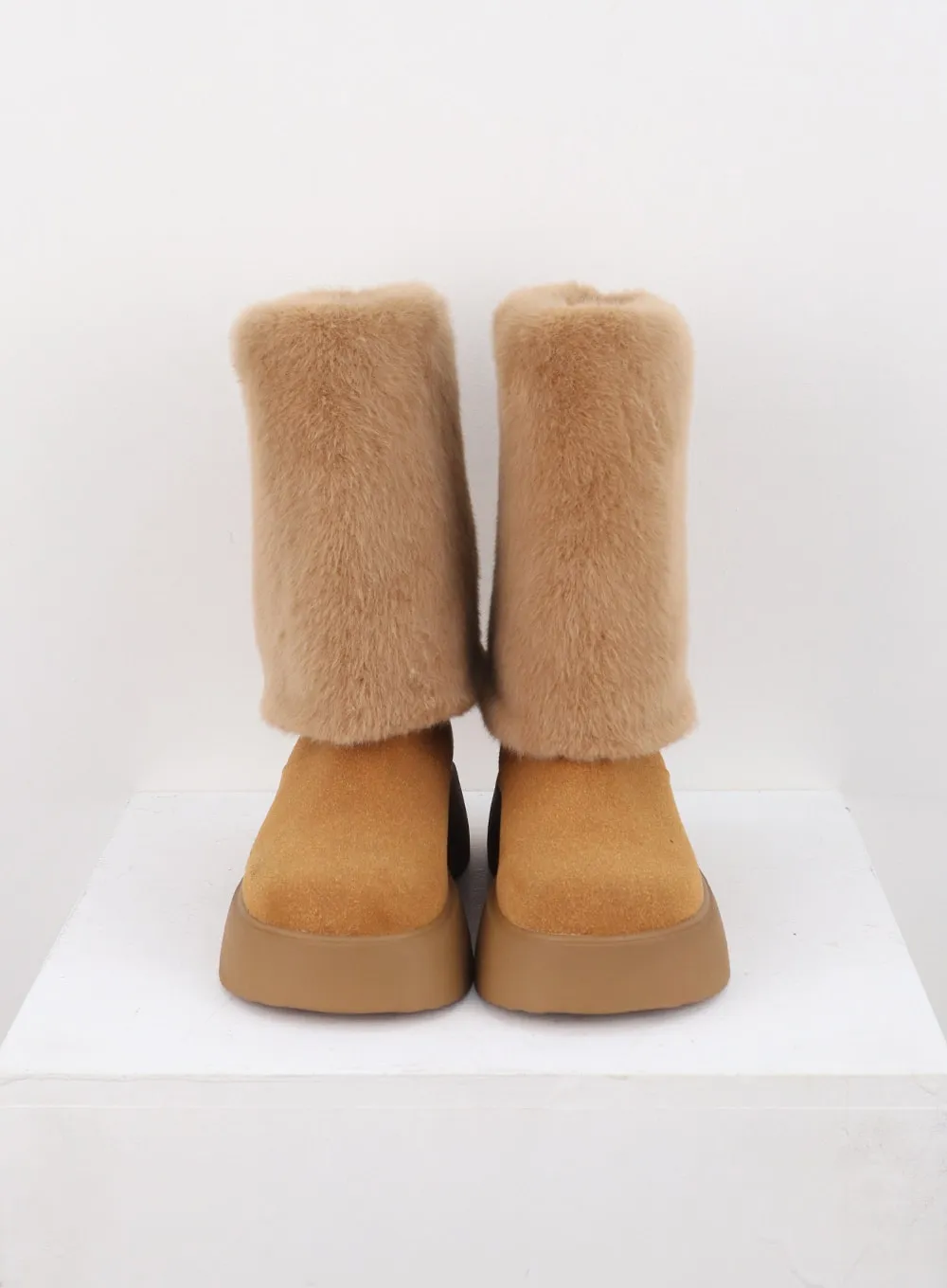 Suede Faux Fur Midi Boots CN315