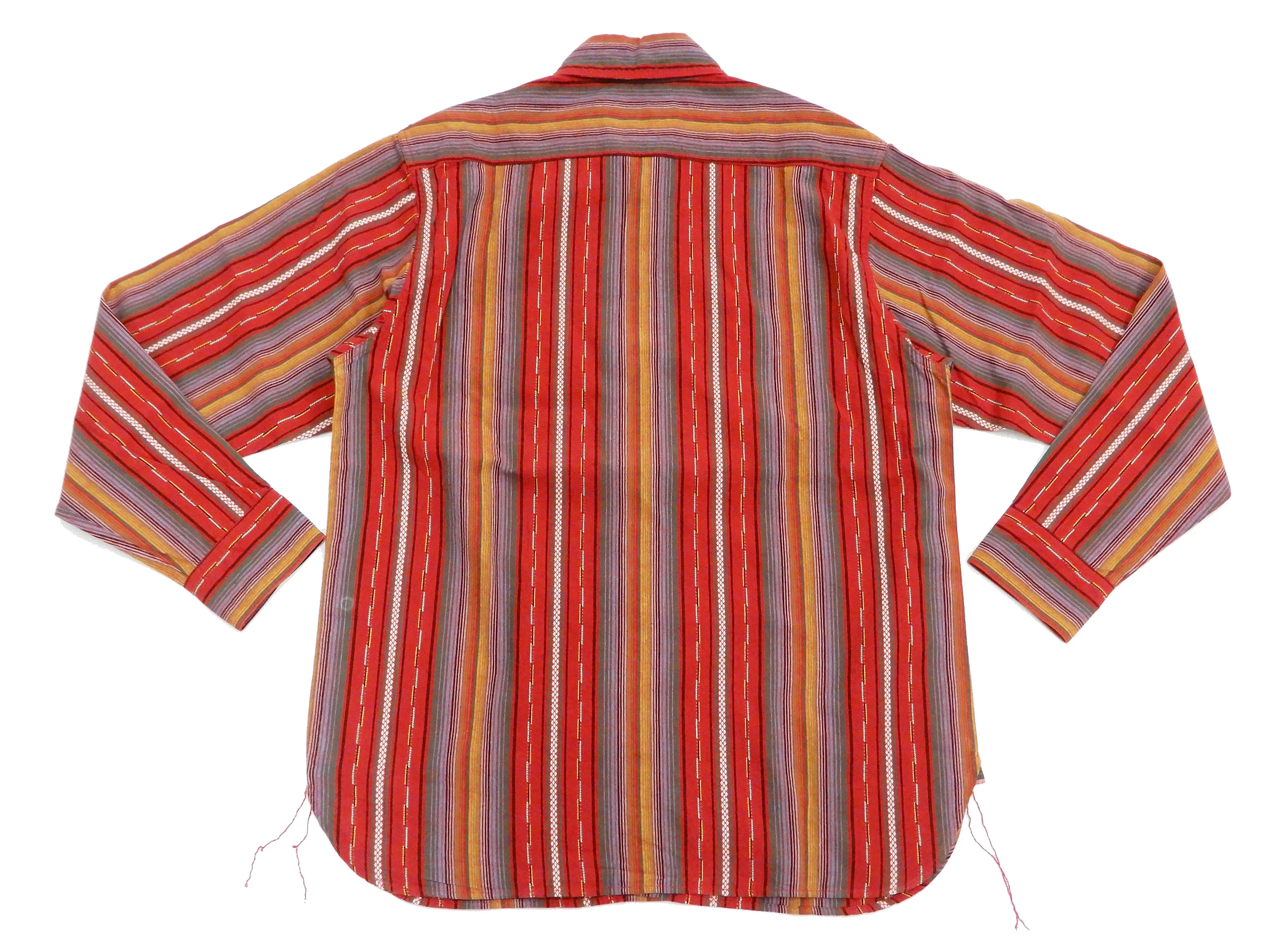 Sugar Cane Serape Shirt Men's Long Sleeve Vertical Multi Striped Work Shirt SC28838 165-Red