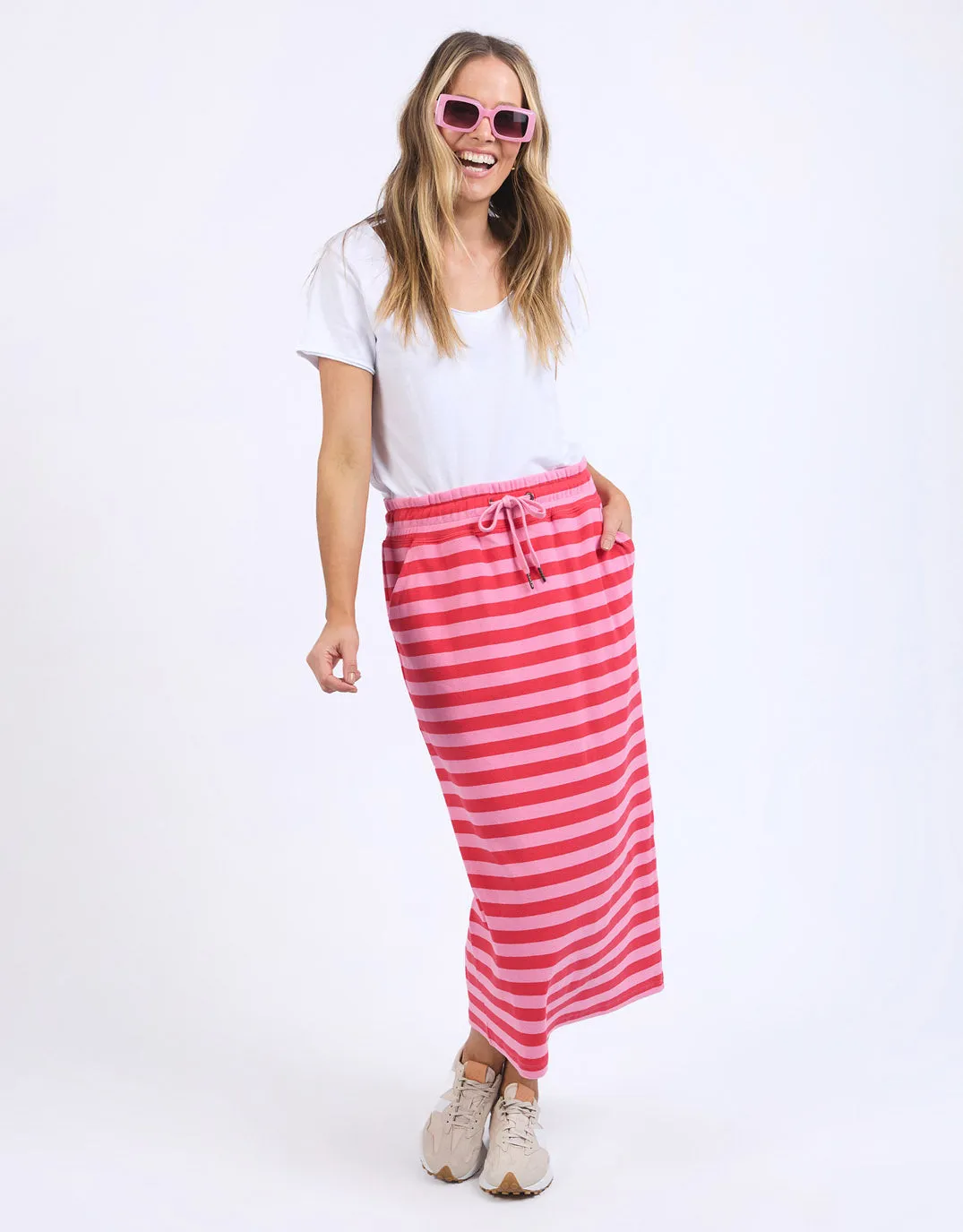 Sunset Stripe Skirt - Bittersweet & Strawberry Pink Stripe