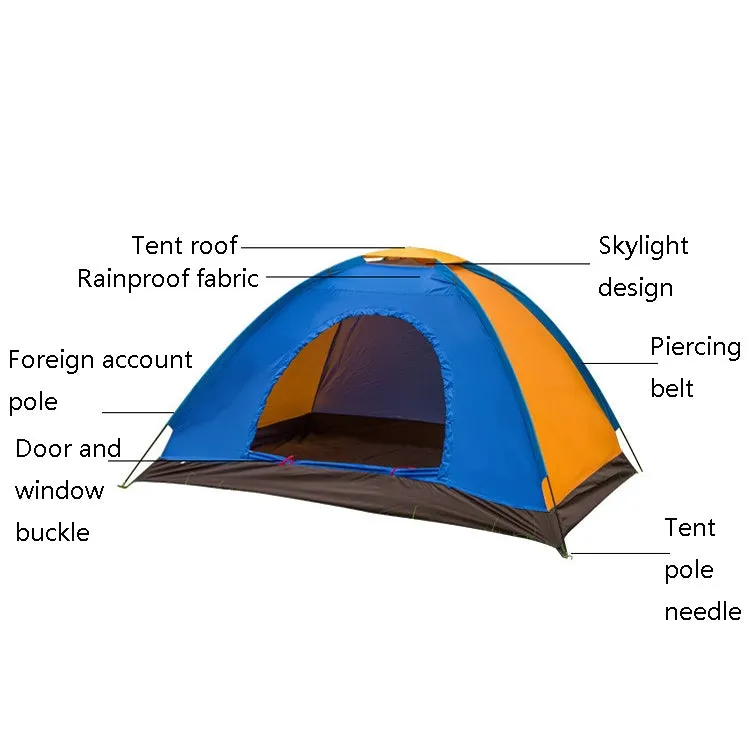 T015 Outdoor Camping Single-Layer Tent Camping Beach Tour Tent, Random Color Delivery, Applicable: 3-4 People