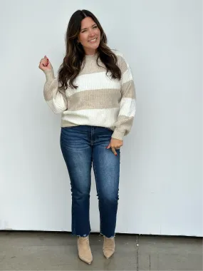 Taupe/Ivory Striped Sweater