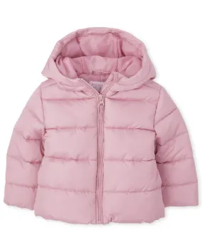 The Children's Place baby girls And Toddler Medium Weight Puffer Jacket, Wind-resistant, Water-resistant Jacket, Rose Quartz, 5T US