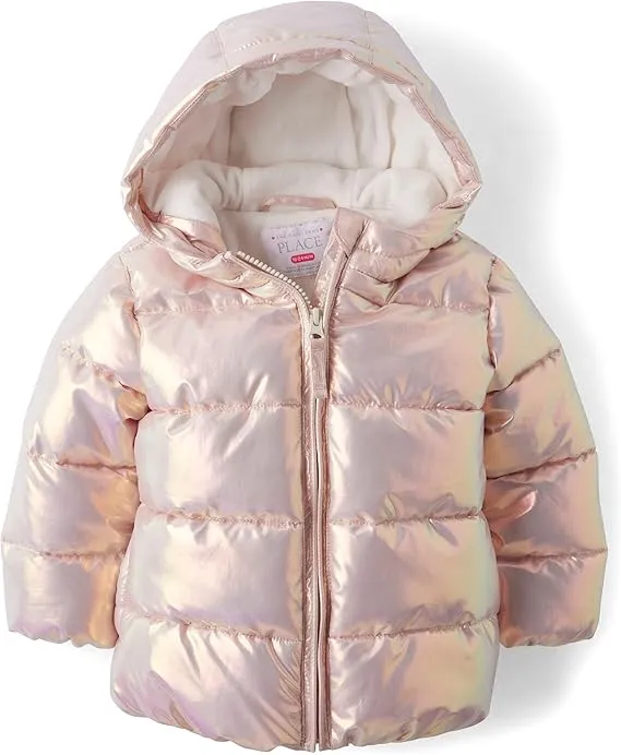 The Children's Place baby girls And Toddler Medium Weight Puffer Jacket, Wind-resistant, Water-resistant Jacket, Rose Quartz, 5T US