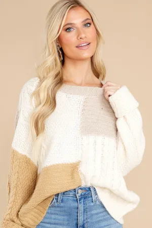 The Snuggle Is Real Ivory Colorblock Sweater