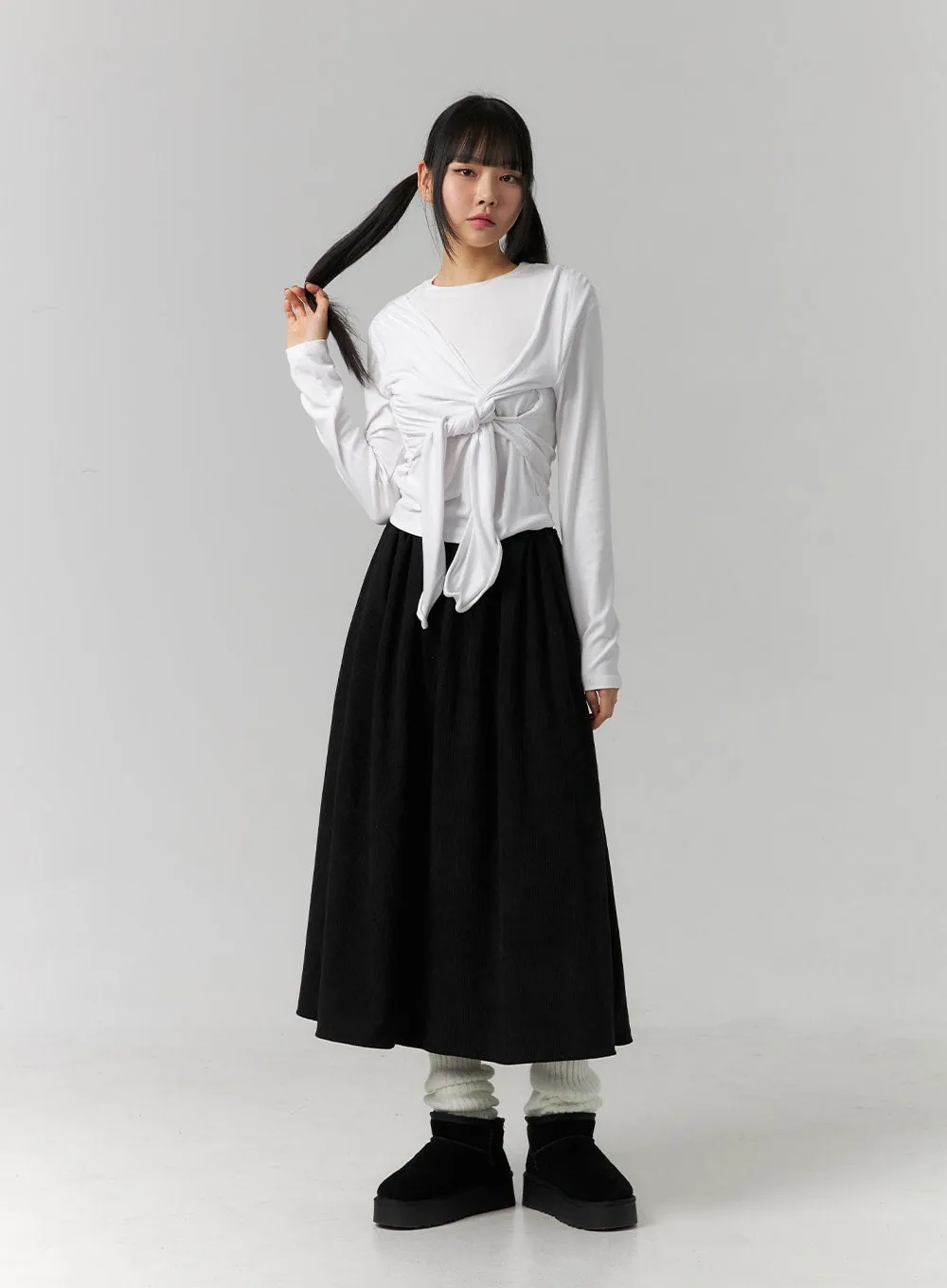 Tie Sleeve Layered Long Sleeve Tee CD308