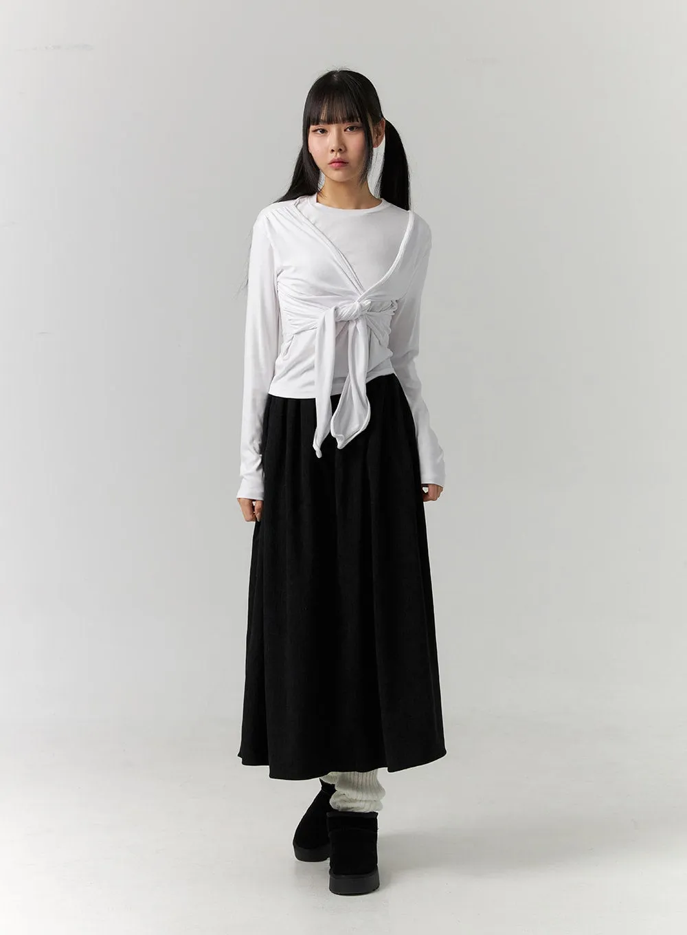 Tie Sleeve Layered Long Sleeve Tee CD308