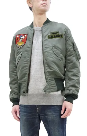 TOYS McCOY Jacket Men's Snoopy Custom L-2B Flight Jacket L2B Bomber Jacket TMJ2403 Sage-Green