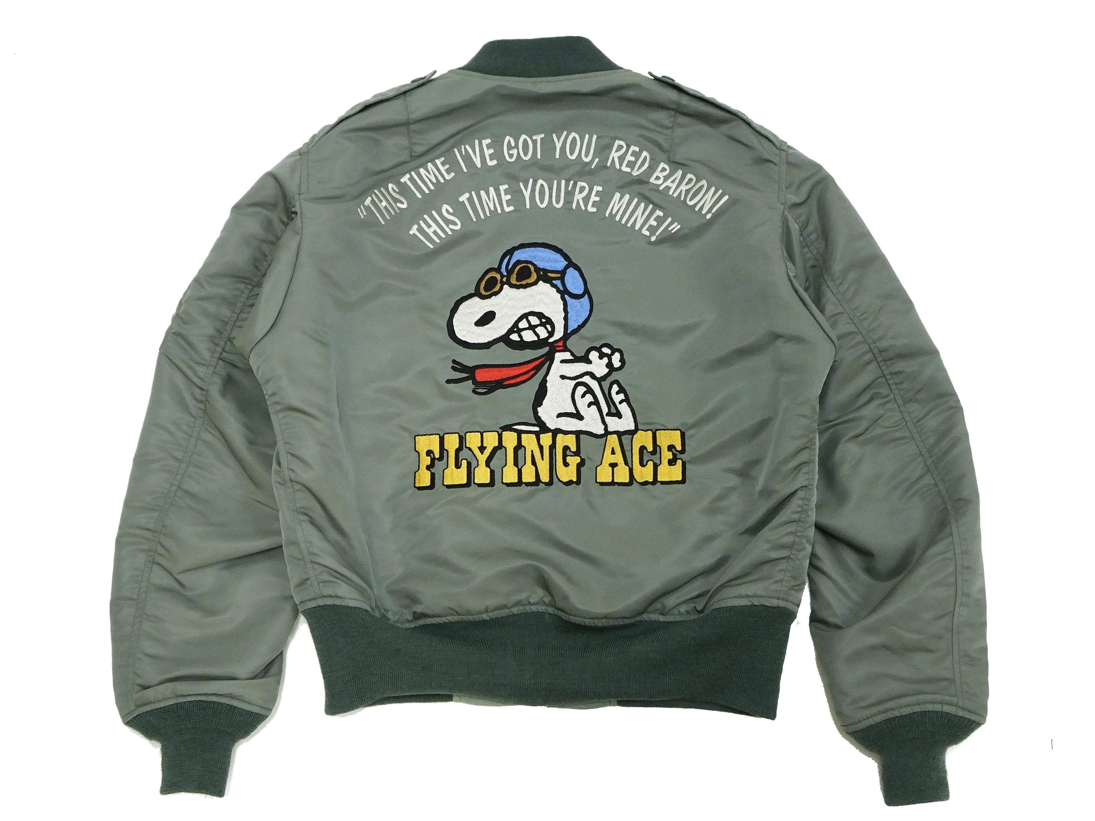 TOYS McCOY Jacket Men's Snoopy Custom L-2B Flight Jacket L2B Bomber Jacket TMJ2403 Sage-Green