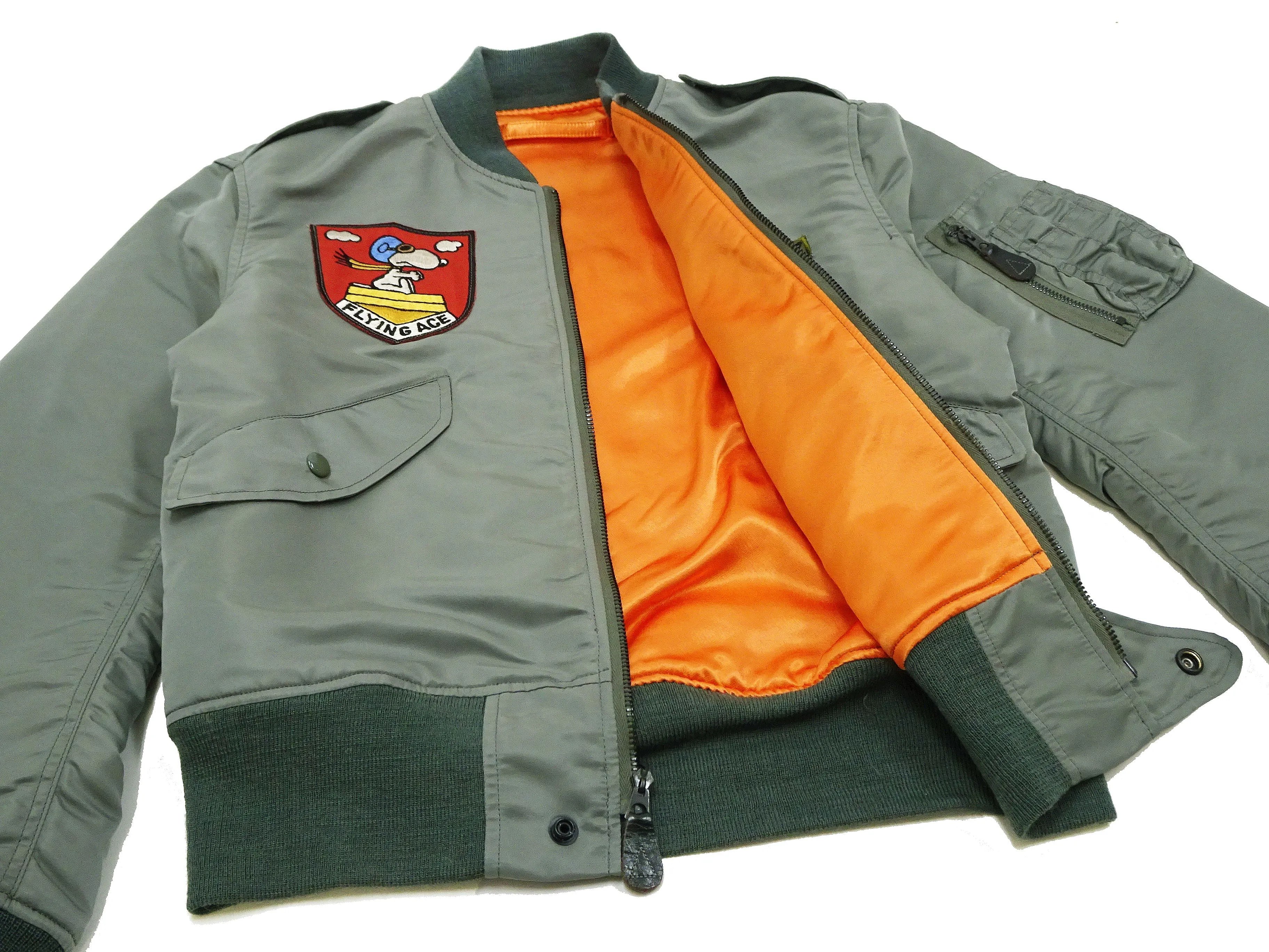 TOYS McCOY Jacket Men's Snoopy Custom L-2B Flight Jacket L2B Bomber Jacket TMJ2403 Sage-Green