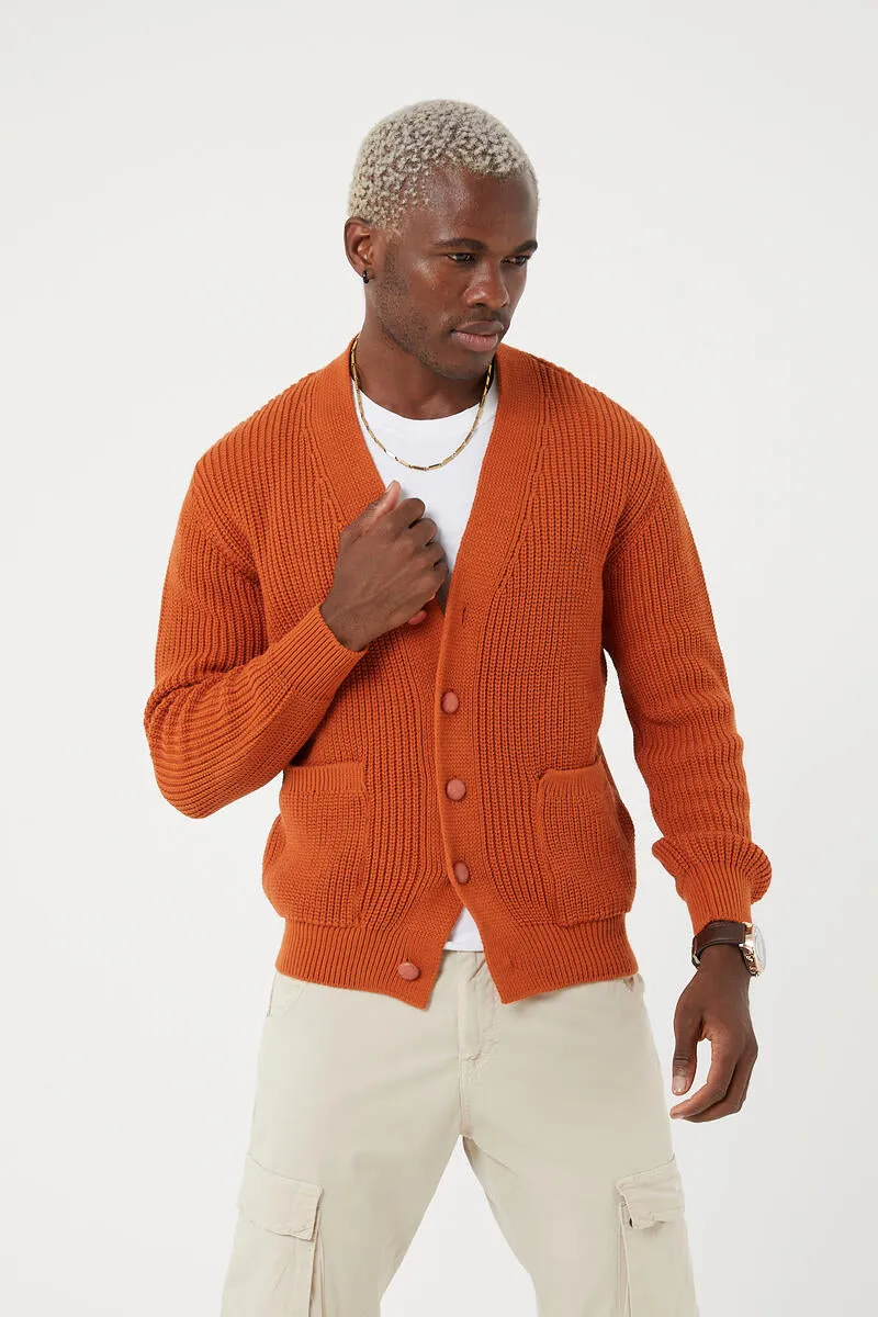 TR Premium Modern Fit Ribbed Cardigan Sweater 11509