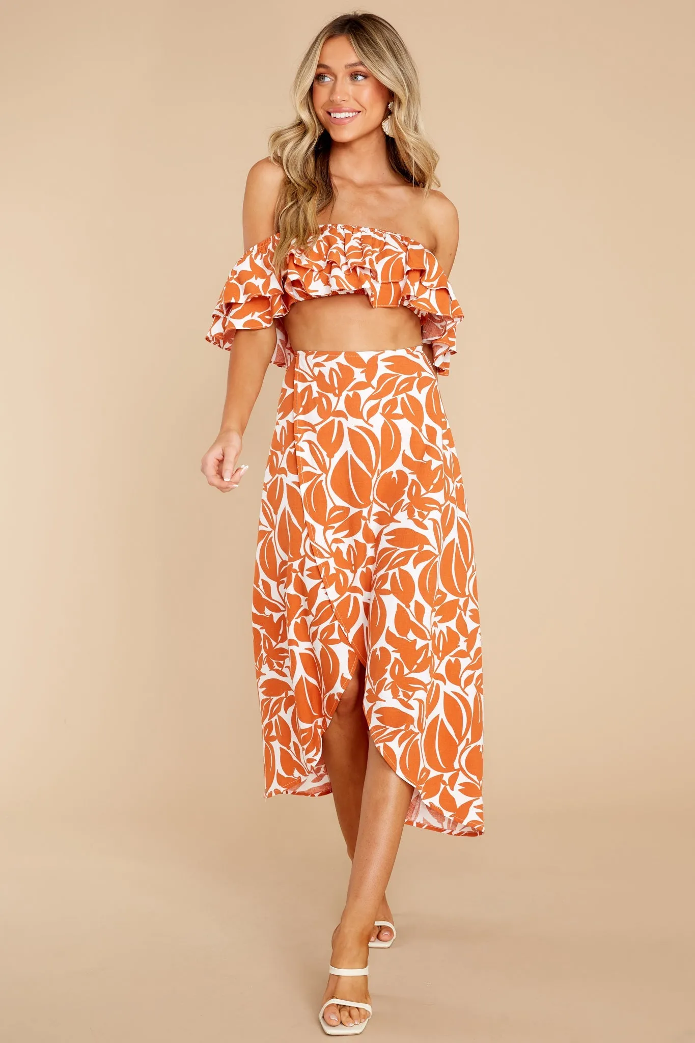 Tropical Wishes Orange Print Two Piece Set