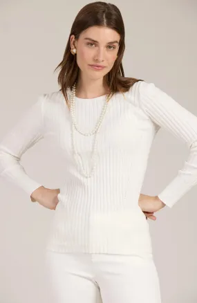 Tyler Boe Cotton Cashmere Ribbed Crewneck Ivory