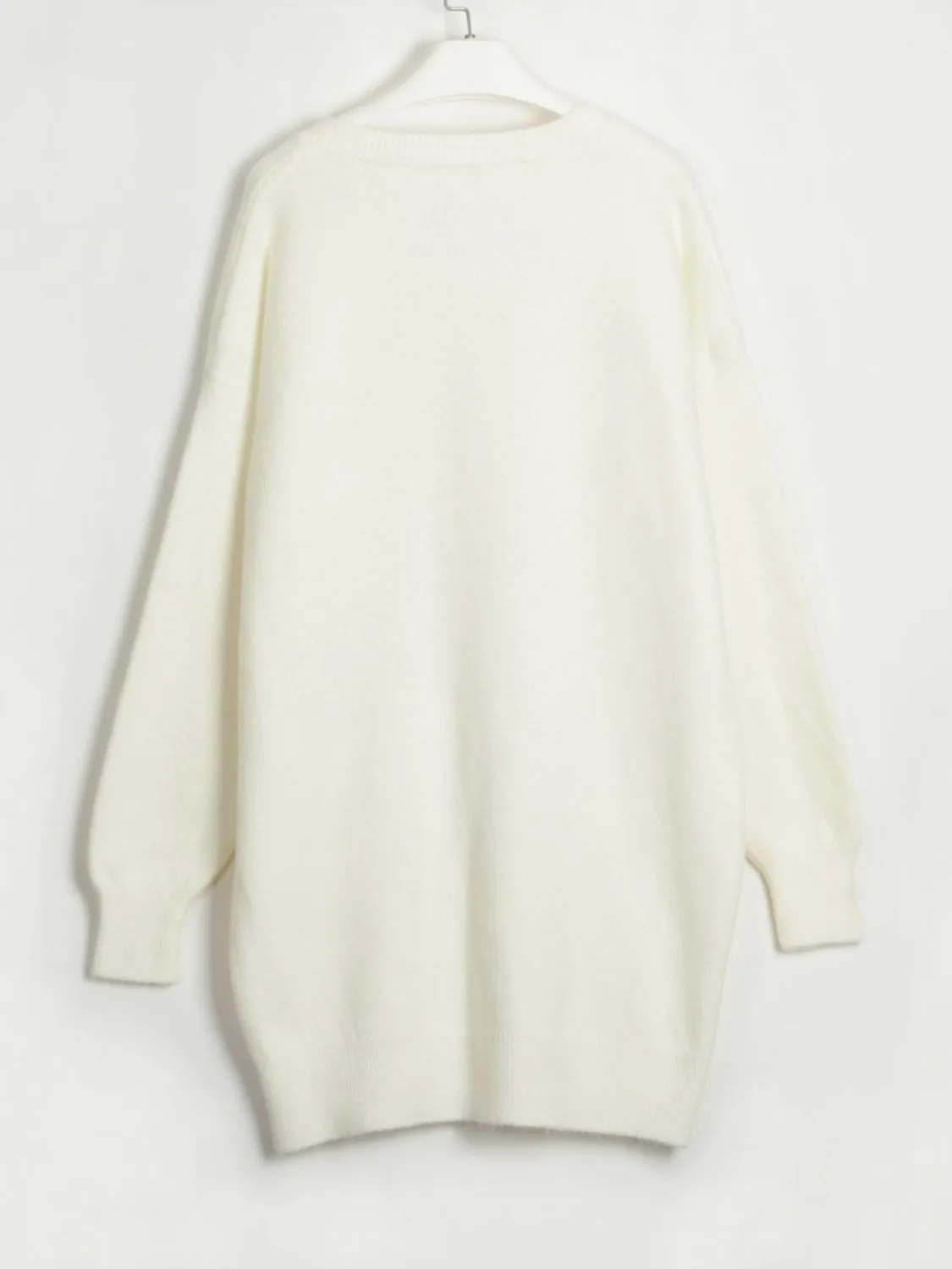 V-Neck Dropped Shoulder Sweater Dress