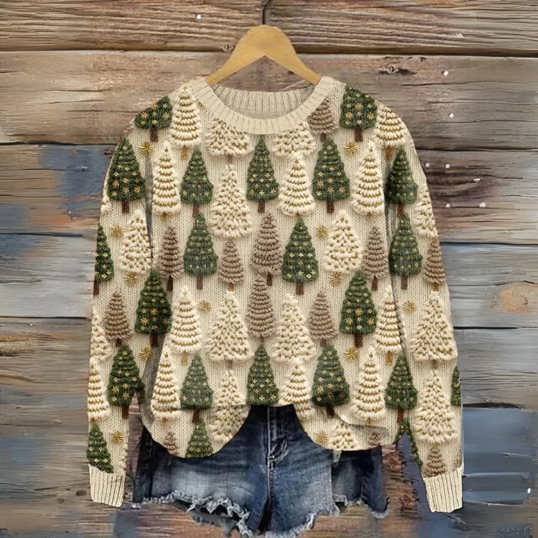 Veronika | Knit Sweater with Christmas Trees