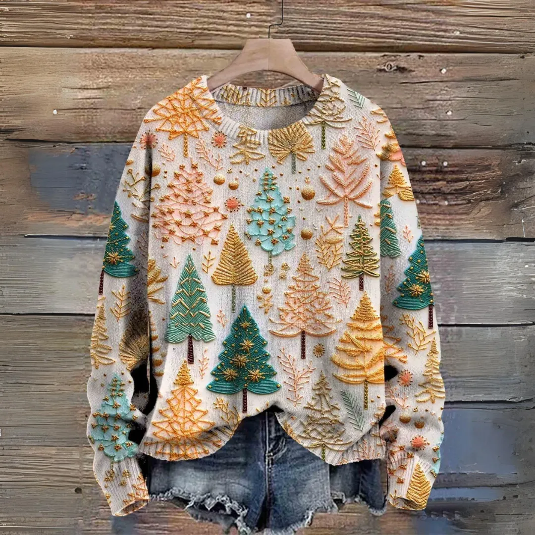 Veronika | Knit Sweater with Christmas Trees