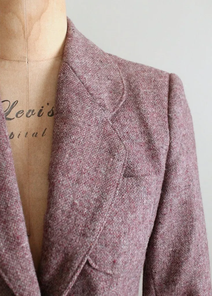 Vintage 1970s Plum Wool Tweed Jacket