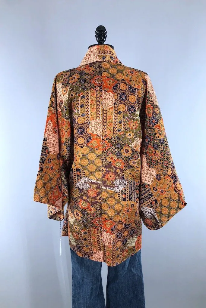 Vintage Brown Floral Kimono Cardigan