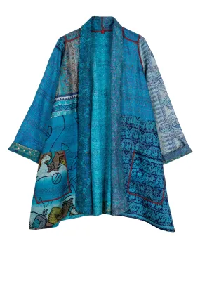 VINTAGE SILK KANTHA A-LINE JKT - sv2003-0357w -