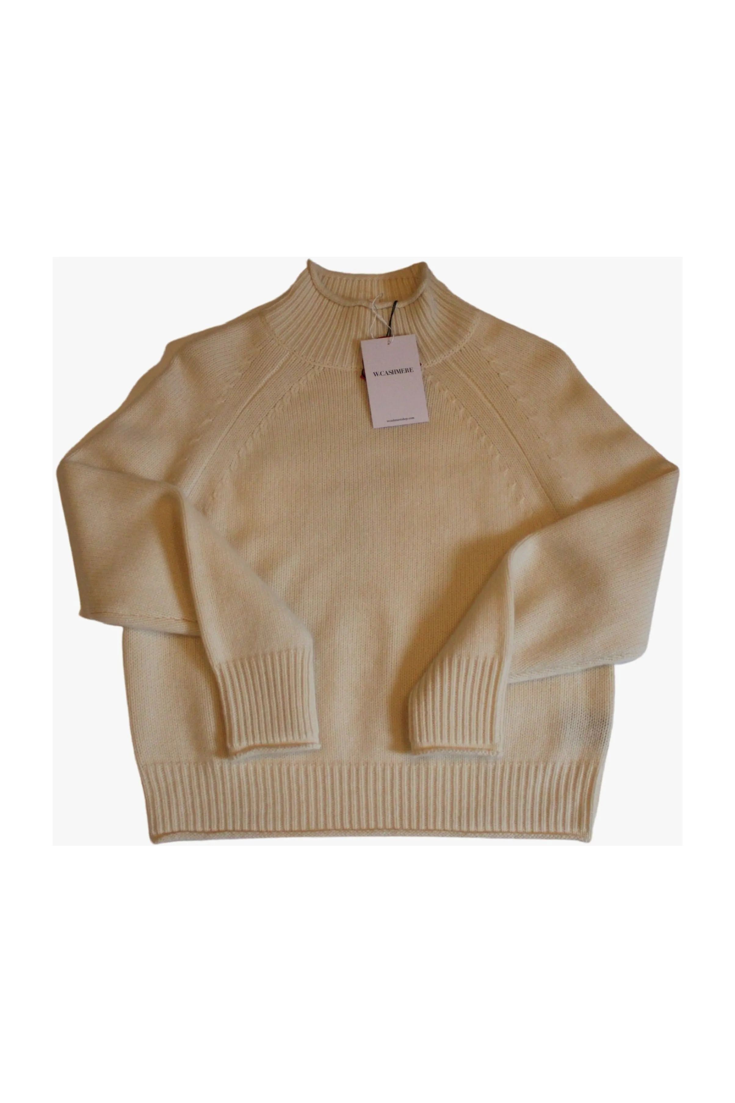 W. Cashmere Lane Mock Neck Sweater 21FH11 | Ivory | Clearance Final Sale