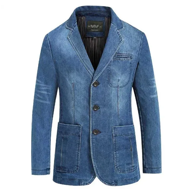 WIAOFELLAS -  Brand Denim Jacket Men Autumn Winter Men's Jean Jackets Casual Slim Fit Cotton Coat Plus Size 4XL Jaqueta jeans Masculina blazer